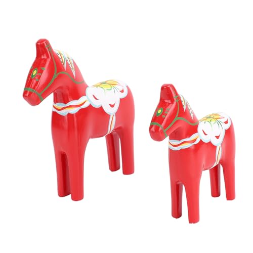 Dalarna Dalecarlian Horse -Figuren, Handbemalte Schwedische Hölzerne Pferdesornamente, 2 Prozent (Rot) von HUSHUI