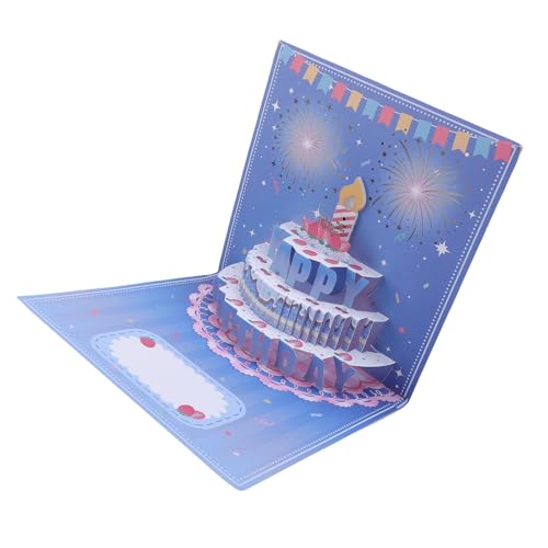 HUSHUI 3D-Pop-Up-Geburtstagskarte mit Musik, LED-Licht, Geburtstagstorte, Alles Gute Zum Geburtstag, Grußkarte für Frauen, Männer, Kinder, Ehefrau, Mutter, Ehemann (A) von HUSHUI