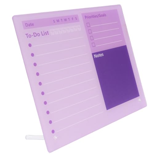 HUSHUI Acryl, Trockenlöschkalender für den Schreibtisch, Aufgabenlisten-Planungstafel mit Ständer, für die Heimschule Im Büro (30 * 25 cm) von HUSHUI