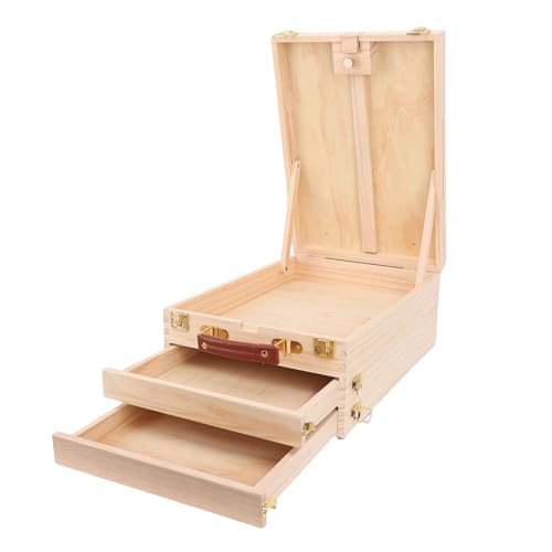 HUSHUI Kiefernholz-Art-Staffelei-Box mit 2 Schubladen Verstellbare Tisch-Staffelei-Aufbewahrung, Falten zu 10,75x14,75x6,25 Zoll, Maximale Höhe 32 Zoll, für 24-Zoll-Canvas HUSHUI Kiefernholz-Art-Staffelei-Box mit 2 Schubladen Verstellbare Tisch-Staffelei-Aufbewahrung, Falten zu 10,75x14,75x6,25 Zoll, Maximale Höhe 32 Zoll, für 24-Zoll-Canvas von HUSHUI