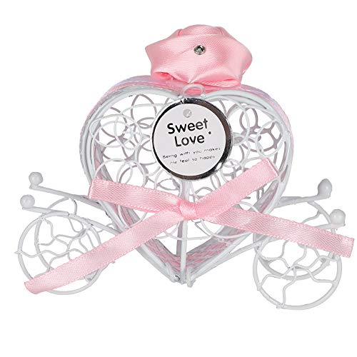 Jar Decoration Iron Heart Form Candy Box, für Hochzeitsfeier, Herzform Süßigkeitenschachtel, Weihnachtsbonbons oder Pralinen, mit Ornamenten für die Heimdekoration (Rosa) von HUSHUI