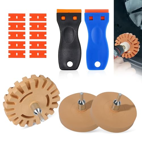 3 Stück Folienradierer mit Adapter Set, Aufkleber Entferner Radiergummi für Auto Radiergummirad Abziehbildentferner Kleberentferner zum Entfernen von Vereiteln Klebstoffresten 3 Stück Folienradierer mit Adapter Set, Aufkleber Entferner Radiergummi für Auto Radiergummirad Abziehbildentferner Kleberentferner zum Entfernen von Vereiteln Klebstoffresten von HUSOUE