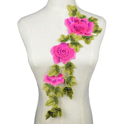 3D-Blumen-Patch, Kleidungszubehör, rote Blumen, Stickerei, Applikation, Dekoration, Zubehör, Hotfix-Jeans-Patches von HUSPOO