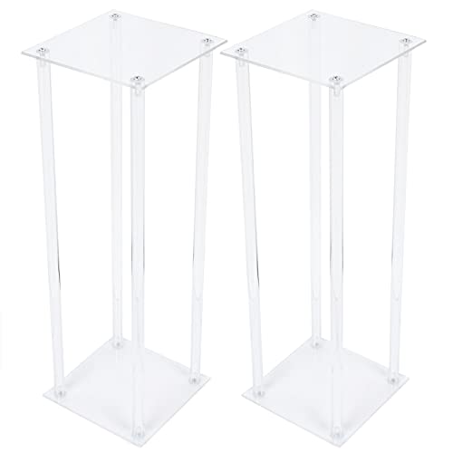 HUSPOO 2 Stück Acryl Blumenständer Hochzeit Mittelstücke Tabletop Decor Clear Rack, Blumen Stand Clear Sockel für Hochzeit Party Tisch Centerpiece, Home Decor (20x20x60cm) von HUSPOO
