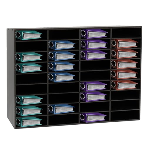 HUSPOO 36 FächerBriefablage A4 Stapelbar, Dokumentenablage 4x9 Fächer Briefablage, 100x30x61cm, PVC Literatur Organizer, Ablagesystem Desktop Aktenhalter Zu Hause, Büro, Klassenzimmer (Schwarz) von HUSPOO