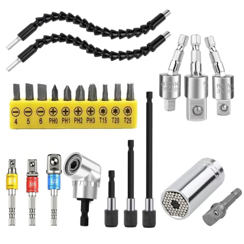 HUTHUHNHN Flexibler Bithalter Verlängerung, Flexible Schaft Bits Bohrer Set Verlängerung 105° Winkelschrauber Vorsatz Adapter, Winkelschrauber Bohraufsätze, Magnetic Screwdriver Bohrer Bits (Silbrig) HUTHUHNHN Flexibler Bithalter Verlängerung, Flexible Schaft Bits Bohrer Set Verlängerung 105° Winkelschrauber Vorsatz Adapter, Winkelschrauber Bohraufsätze, Magnetic Screwdriver Bohrer Bits (Silbrig) von HUTHUHNHN