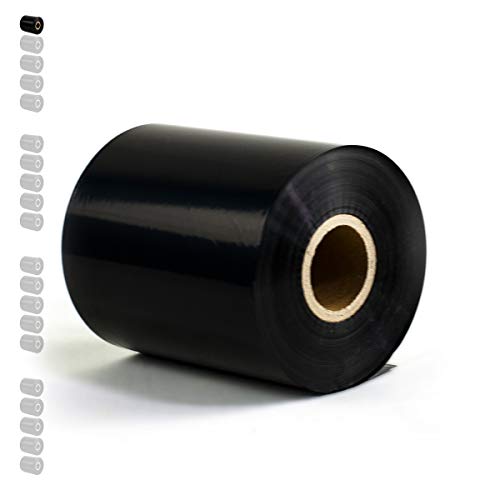 1 Rolle - Thermotransferfolie Wachs Premium Qual: 110 | 110mm x 300m (Breite x Länge) | Farbe: schwarz | Thermotransfer Farbband für Industriedrucker | HUTNER von HUTNER