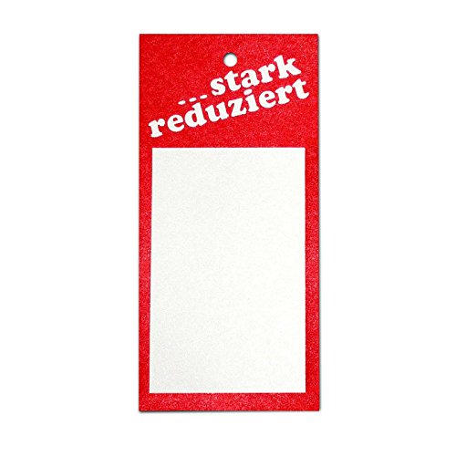 1.000 Preisschilder 40x85 mm rot/weiß | Aufdruck: stark reduziert | Hängeetiketten einzeln geschnitten | Kartonetiketten | HUTNER 1.000 Preisschilder 40x85 mm rot/weiß | Aufdruck: stark reduziert | Hängeetiketten einzeln geschnitten | Kartonetiketten | HUTNER von HUTNER