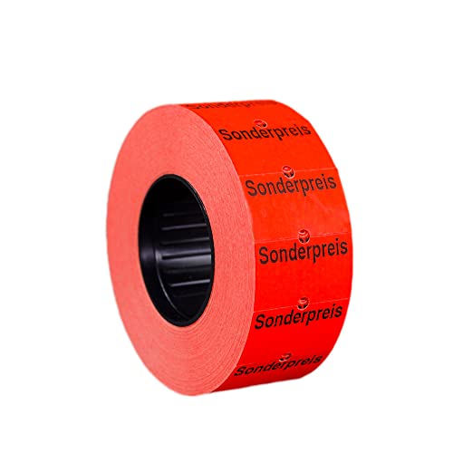 10 Rollen Sonderpreis-Etiketten 21x12RE leucht-rot permanent Aufdruck: Sonderpreis | 10.000 Etiketten | Preisauszeichner | HUTNER von HUTNER