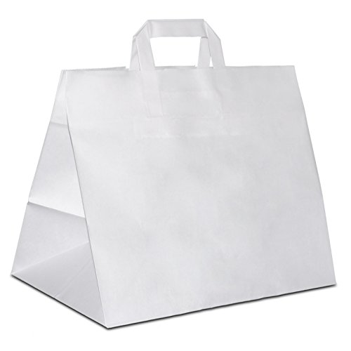 100 x Bäckertüten weiß 32+22x27 cm | Papiertüten extra breiter Boden | Konditortaschen Papier | Take Away Tüten | HUTNER von HUTNER