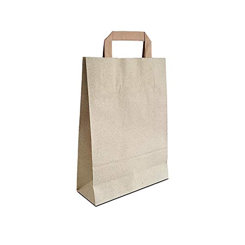 100 x Graspapier Taschen 22+08x30 cm | Tüten aus Altpapier und Graspapier | nachhaltige Papiertüten | umweltfreundliche Tragetaschen | HUTNER von HUTNER