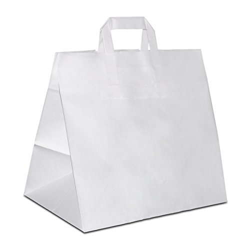 250 x Bäckertüten weiß 26+17x25 cm | Papiertüten extra breiter Boden | Konditortaschen Papier | Take Away Tüten | HUTNER von HUTNER
