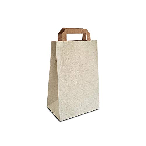 250 x Graspapier Taschen 18+12x28 cm | Tüten aus Altpapier und Graspapier | nachhaltige Papiertüten | umweltfreundliche Tragetaschen | HUTNER von HUTNER