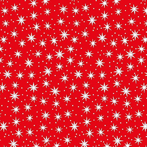 FSC große Rolle Geschenkpapier rot Sterne weiß 70 cm x 200 m | 80/m² Weihnachtspapier | HUTNER von HUTNER