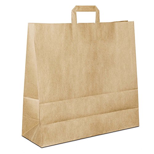 Papiertüten Braun mit Flach-Henkel I 100 Stk. 45+16x48cm I Papiertragetasche für Einzelhandel, Hochzeit, Geburtstag, TO-GO I Geschenktüten aus Kraftpapier I HUTNER Papiertüten Braun mit Flach-Henkel I 100 Stk. 45+16x48cm I Papiertragetasche für Einzelhandel, Hochzeit, Geburtstag, TO-GO I Geschenktüten aus Kraftpapier I HUTNER von HUTNER