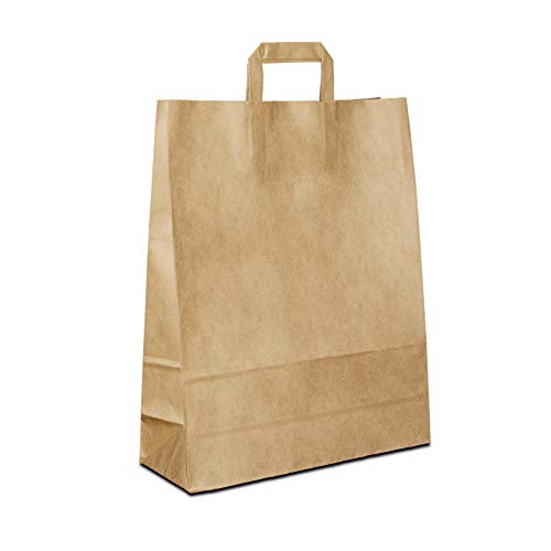 Papiertüten Braun mit Flach-Henkel I 50 Stk. 26+12x35cm I Papiertragetasche für Einzelhandel, Hochzeit, Geburtstag, TO-GO I Geschenktüten aus Kraftpapier I HUTNER Papiertüten Braun mit Flach-Henkel I 50 Stk. 26+12x35cm I Papiertragetasche für Einzelhandel, Hochzeit, Geburtstag, TO-GO I Geschenktüten aus Kraftpapier I HUTNER von HUTNER