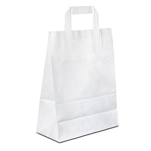Papiertüten weiß mit Flach-Henkel I 500 Stk. 26+10x33cm I Papiertragetasche für Einzelhandel, Hochzeit, Geburtstag, TO-GO I Geschenktüten aus Kraftpapier I HUTNER Papiertüten weiß mit Flach-Henkel I 500 Stk. 26+10x33cm I Papiertragetasche für Einzelhandel, Hochzeit, Geburtstag, TO-GO I Geschenktüten aus Kraftpapier I HUTNER von HUTNER