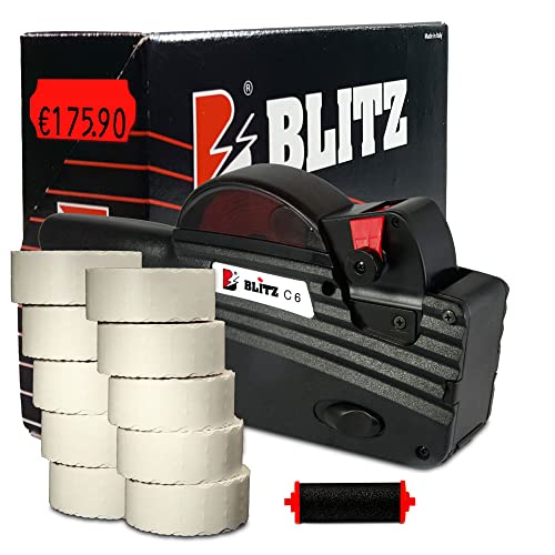 Preisauszeichner Set Blitz C6 inkl. 10 Rollen 26x12 Preisetiketten - leucht-rot permanent + 1 Farbrolle | Preisauszeichnungsgerät | HUTNER Preisauszeichner Set Blitz C6 inkl. 10 Rollen 26x12 Preisetiketten - leucht-rot permanent + 1 Farbrolle | Preisauszeichnungsgerät | HUTNER von HUTNER