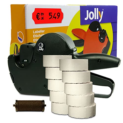 Preisauszeichner Set Jolly C6 inkl. 10 Rollen 26x12 Preisetiketten - leucht-rot permanent + 1 Farbrolle | Auszeichner Jolly | HUTNER von HUTNER