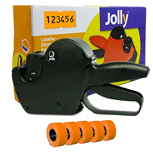 Preisauszeichner Set Jolly H6 inkl. 5 Rollen 21x12RE Preisetiketten - leucht-orange permanent | Auszeichner Jolly | HUTNER von HUTNER