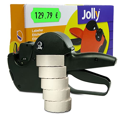 Preisauszeichner Set Jolly C8 inkl. 5 Rollen 26x12 Preisetiketten - leucht-grün permanent | MHD Datumsauszeichner | HUTNER von HUTNER