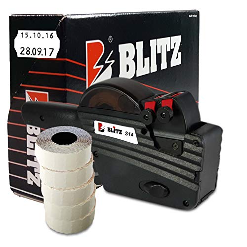 Preisauszeichner Set Blitz S14 inkl. 5 Rollen 26x16 Preisetiketten - weiss permanent | MHD Datumsauszeichner | HUTNER von HUTNER