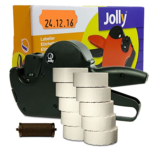 Preisauszeichner Set Jolly C8 inkl. 10 Rollen 26x12 Preisetiketten - leucht-orange permanent + 1 Farbrolle | MHD Datumsauszeichner | HUTNER von HUTNER