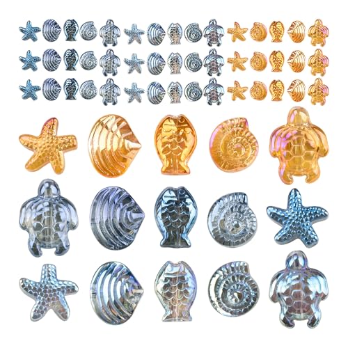 HUTRADE 60 Stück Ozean Thema Perlen Glasperlen Zum Auffädeln Schneckenhaus & Seestern Anhängern für DIY Schmuck wie Armbänder, Ohrringe HUTRADE 60 Stück Ozean Thema Perlen Glasperlen Zum Auffädeln Schneckenhaus & Seestern Anhängern für DIY Schmuck wie Armbänder, Ohrringe von HUTRADE