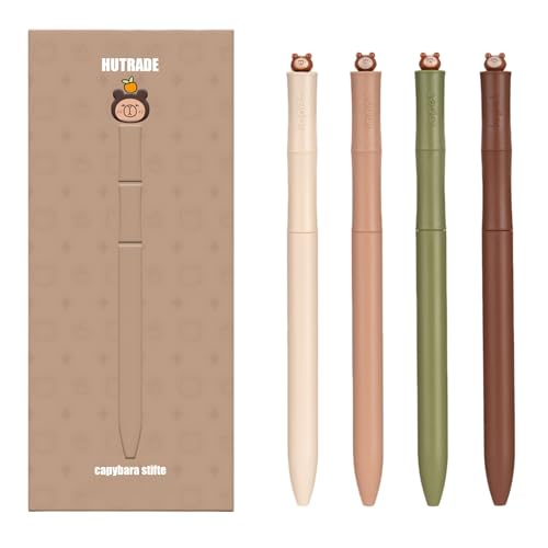 HUTRADE Kugelschreiber Hochwertig - 4 Pcs Capybara Stifte 0.5mm, Fineliner Schwarz Mit Tierkopf Schnell Trocknende, Niedlicher Gelschreiber für Präzises Schreiben, Büro, Schule, Zuhause (Capybara) von HUTRADE