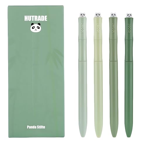 HUTRADE Kugelschreiber Schwarz - 4 Stück Panda Stifte 0.5mm, Gelstifte Mit Tierkopf Schnell Trocknende, Niedlicher Tintenroller für Kinder Studenten Büro Geschenk School Supplies von HUTRADE