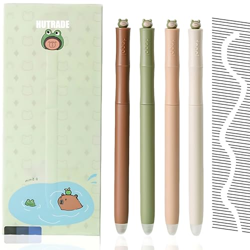 HUTRADE Radierbarer Kugelschreiber - 4 Pcs Capybara Stifte 0.5mm, Kawaii Stifte Mit Tierkopf Schnell Trocknende,Tintenkiller Stift Erasable Pen für Studenten Geschenk, Schul Bürobedarf (Schwarz) von HUTRADE