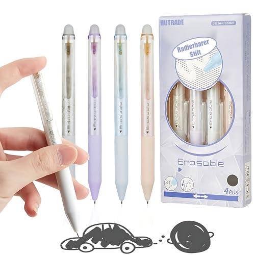 HUTRADE Radierbarer Kugelschreiber - 4 Stück Gelstifte Radierbar, 0.5mm Schwarz Tinte Radierbare Stifte, Präzises Schreiben, Tintenkiller Stift Erasable Pen für Schulsachen Aesthetic Clean Girl HUTRADE Radierbarer Kugelschreiber - 4 Stück Gelstifte Radierbar, 0.5mm Schwarz Tinte Radierbare Stifte, Präzises Schreiben, Tintenkiller Stift Erasable Pen für Schulsachen Aesthetic Clean Girl von HUTRADE