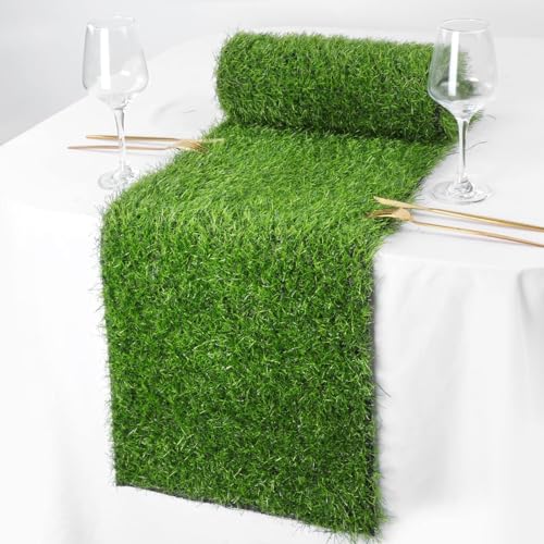 Künstliche Gras Tischdecke 12 x 36 Zoll (30 x 90 cm) – Grüne Kunstgras-Tischdekoration für Golf-Partys, Hochzeiten, Geburtstage, Frühlings- und Sommer-Baby-Shower von HUTRADE