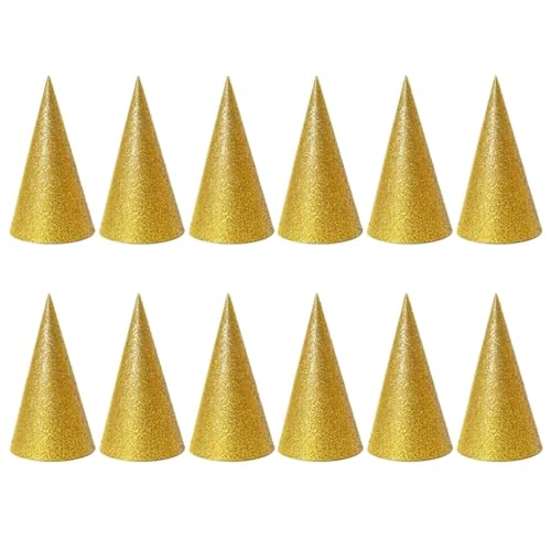 12 Pcs Party Hüte Hut Geburtstag Kegel Kinder Kappe Feier Headwear Geburtstag Party Hüte Für Geburtstag(Golden) von HUWOYG