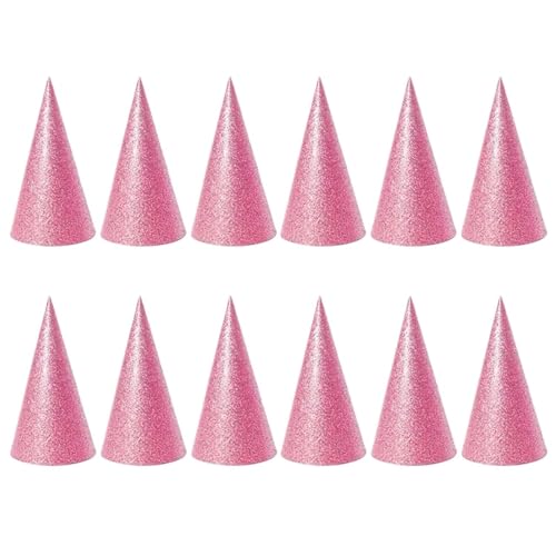 12 Pcs Party Hüte Hut Geburtstag Kegel Kinder Kappe Feier Headwear Geburtstag Party Hüte Für Geburtstag(Pink) von HUWOYG