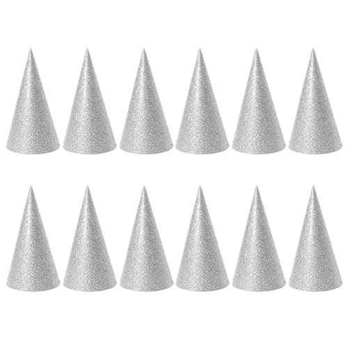 12 Pcs Party Hüte Hut Geburtstag Kegel Kinder Kappe Feier Headwear Geburtstag Party Hüte Für Geburtstag(Silver) von HUWOYG