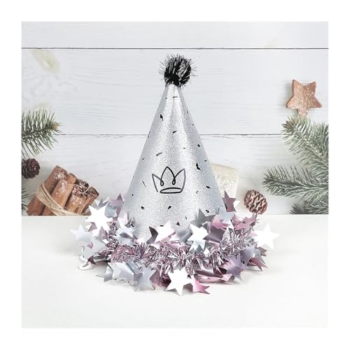 8 Pcs Geburtstag Party Kegel Hüte Papier Kappe Kleid Up Kid Geburtstag Party Dekoration Hut Für Geburtstag(Silver) von HUWOYG