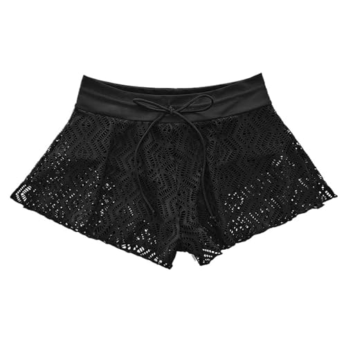 HUWOYG Damen Bikinihose, sexy Netzstoff, weites Bein, Badehose mit Shorts, hoch taillierte Badeshorts Für Schwimmen，Strand(S) von HUWOYG