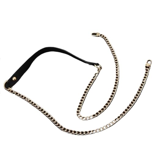 HUWOYG Taschenketten 120 cm Ersatztasche Metallketten Ledergriff Schulter Umhängetasche Riemen Taschenzubehör mit Metallketten Für DIY-Taschen(Black) von HUWOYG