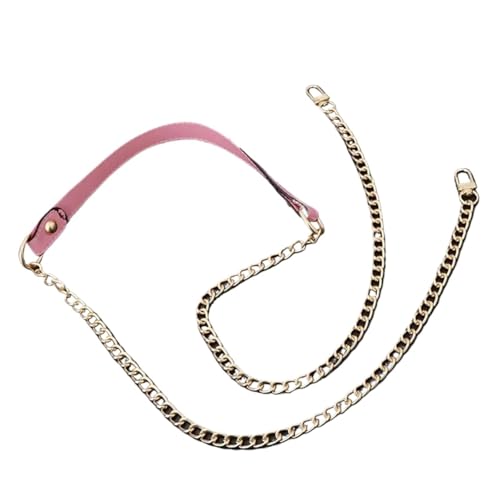 HUWOYG Taschenketten 120 cm Ersatztasche Metallketten Ledergriff Schulter Umhängetasche Riemen Taschenzubehör mit Metallketten Für DIY-Taschen(Pink) von HUWOYG