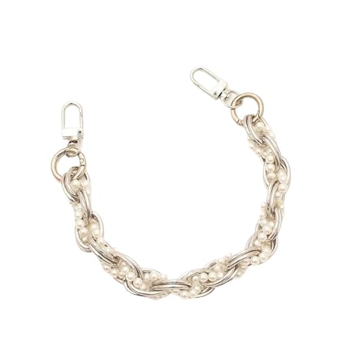 HUWOYG Taschenketten 2 Stück Taschenkette Geldbörse Handtaschengriffe Clutch Bag Zubehör Metall Perle Lanyard Ersatzgriffe Tasche Für DIY-Taschen(Silver) von HUWOYG