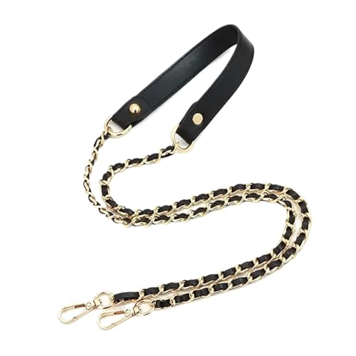 HUWOYG Taschenketten 2PCS 120cm Metall Leder Schulter Kette Riemen Ersatz Tasche Strap Tasche Ketten Griff Handtasche Strap Tasche Zubehör Für DIY-Taschen(Black A) von HUWOYG