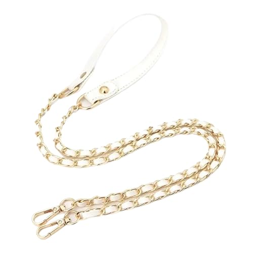 HUWOYG Taschenketten 2PCS 120cm Metall Leder Schulter Kette Riemen Ersatz Tasche Strap Tasche Ketten Griff Handtasche Strap Tasche Zubehör Für DIY-Taschen(White A) von HUWOYG