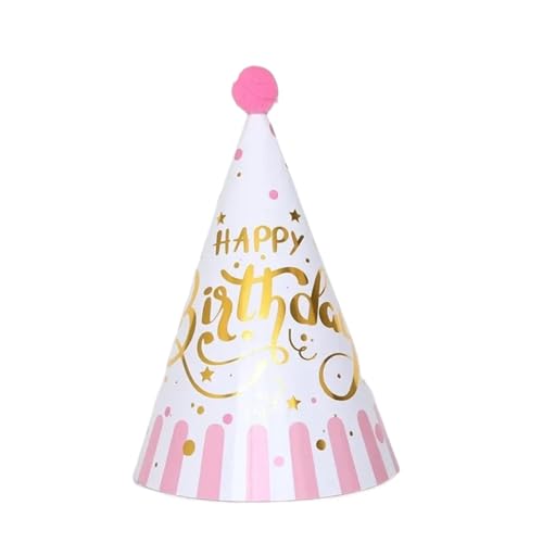 Partyhüte for Geburtstage, bunte Pompons aus Papierkegeln und Filz, for Kunsthandwerk, Kindertag, Kinder und Erwachsene, Festival-Party, Kostümzubehör, 8 Stück Für Geburtstag(Color 4) von HUWOYG