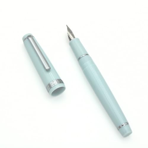 JINHAO 82 Füllfederhalter, Acrylmaterial, Stiftschaft, Iridium, extra feine Feder mit Tintenkonverter, glattes Schreiben, klassisches Design, Hellblau (Silberfarbener Rand, EF) von HUYUTAWE