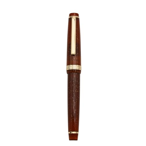 JINHAO 82 Füllfederhalter, Acrylmaterial, Stiftschaft, Iridium, extra feine Feder mit Tintenkonverter, glattes Schreiben, klassisches Design, transparent, kaffeefarben (Goldrand, EF) von HUYUTAWE