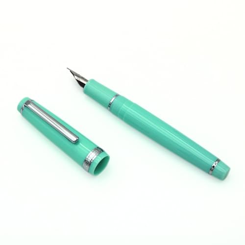 JINHAO 82 Füllfederhalter, Acrylmaterial, Stiftschaft, Iridium-Feder mit Tintenkonverter, glattes Schreiben, klassisches Design, Hellgrün (Silberfarbener Rand, F) von HUYUTAWE