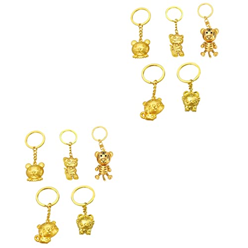 HVBIHRJIP 10 PCs Jahr des Tiger Keychain Neujahrs Keyring Chinesische Neujahrsgeschenke Glück Glück Chinesische Dekor Schlüsselkette für Keys Mini Key Ringlegierung Tiger Keychain Tigerjahr Geschenk von HVBIHRJIP