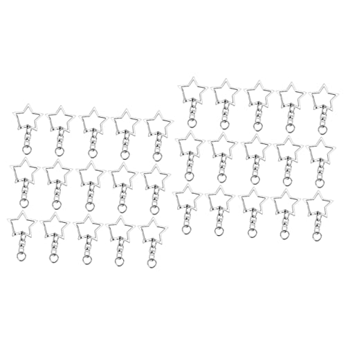 HVBIHRJIP 48pcs sterngeformte Schlüsselhalter Metallschlüsselring Langlebiger Leichtmetallschlüsselkette für Partys Hochzeiten und Einkaufstile Silberschlüsselhalter von HVBIHRJIP