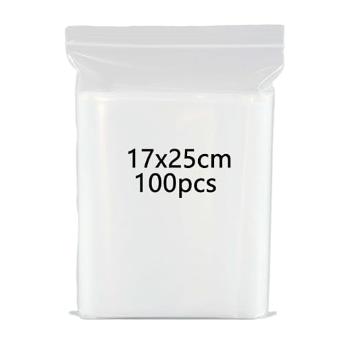 HVDHYY Druckverschlussbeutel Plastiktüten Klein 100Stück 170mmX250mm 160µm Verdickung Haltbar Polybeutel Tüte Verschlussbeutel Wiederverschließbar von HVDHYY